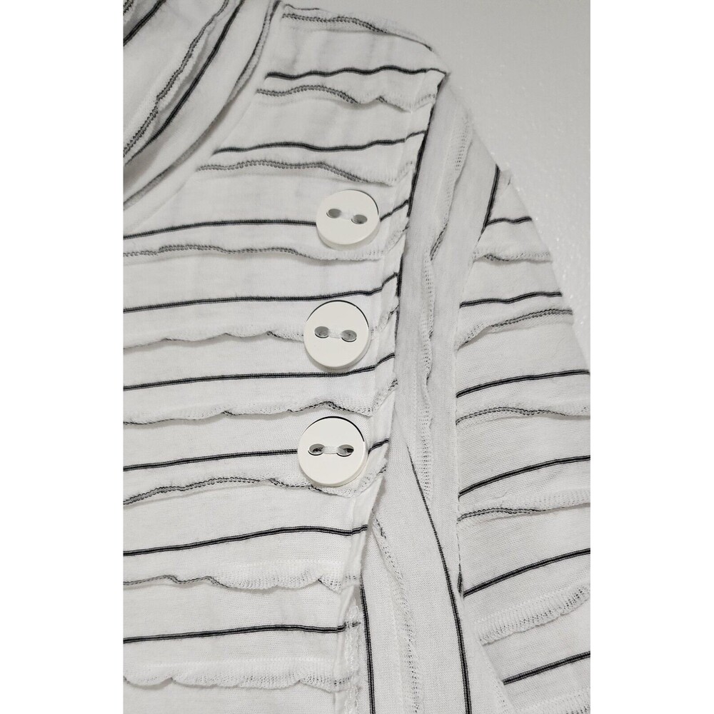 Habitat Clothes Womens Cotton Tiered Top M White Black Striped Cowl Neck Jersey - Picture 4 of 9